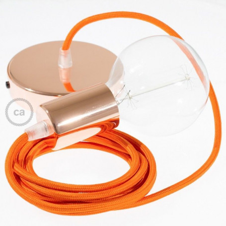 Pendel-singolo-lampada-sospensione-cavo-tessile-Effetto-Seta-Arancione-RM15-122522891330
