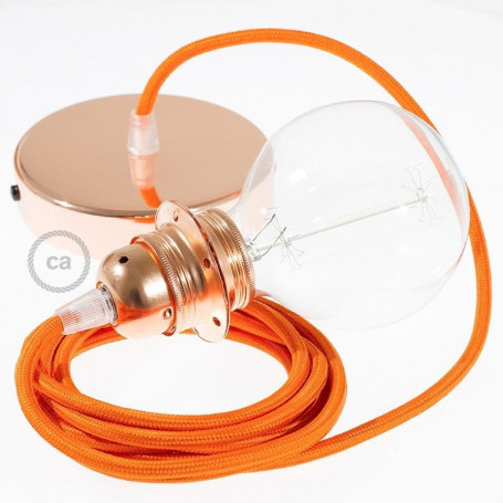 Pendel-per-paralume-lampada-sospensione-cavo-tessile-Effetto-Seta-Arancione-RM1-122522893656