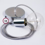 Pendel-singolo-lampada-sospensione-cavo-tessile-Effetto-Seta-Argento-RM02-122522895770-3