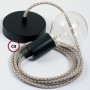 Pendel-singolo-lampada-sospensione-cavo-tessile-Losanga-Corteccia-RD63-122522907608