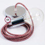 Pendel-singolo-lampada-sospensione-cavo-tessile-Lino-Naturale-Glitterato-Rosso-122522925797-6