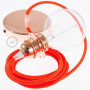 Pendel-per-paralume-lampada-sospensione-cavo-tessile-Arancione-Fluo-RF15-122522944990