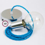 Pendel-singolo-lampada-sospensione-cavo-tessile-Effetto-Seta-Turchese-TM11-122522983813