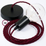 Pendel-singolo-lampada-sospensione-cavo-tessile-Effetto-Seta-Bordeaux-TM19-122522992360