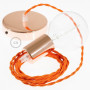 Pendel-singolo-lampada-sospensione-cavo-tessile-Effetto-Seta-Arancione-TM15-122522993321