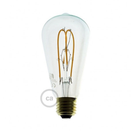 Lampadina-Trasparente-LED-Edison-ST64-Filamento-Curvo-a-Doppio-Loop-5W-E27-Dimme-122522995962