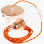 Pendel-per-paralume-lampada-sospensione-cavo-tessile-Effetto-Seta-Arancione-TM1-122522996137-3