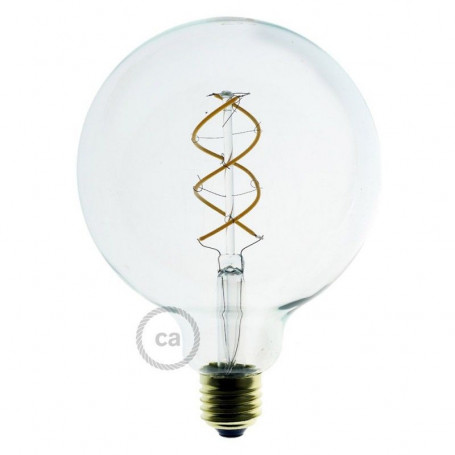 Lampadina-Trasparente-LED-Globo-G125-Filamento-Curvo-a-Spirale-5W-E27-Dimmerabil-122523003956