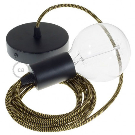 Pendel-singolo-lampada-sospensione-cavo-tessile-ZigZag-Oro-e-Nero-RZ24-122523078534
