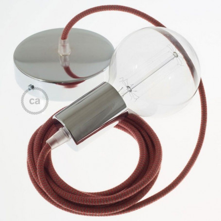Pendel-singolo-lampada-sospensione-cavo-tessile-Cotone-ZigZag-Rosso-Fuoco-e-Gri-122523093993