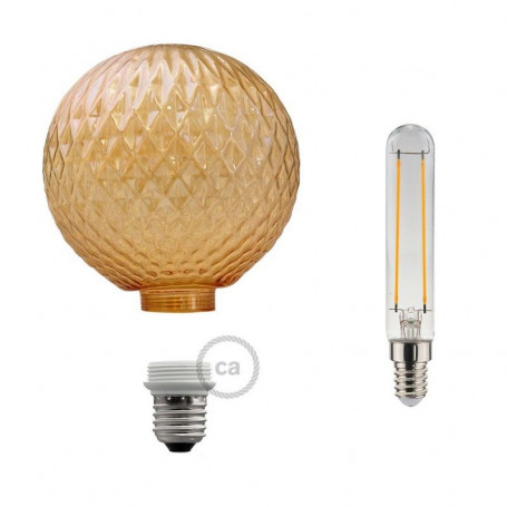 Lampadina-Decorativa-Componibile-LED-G125-con-vetro-martellato-fum-5W-E27-Dimme-122557075843