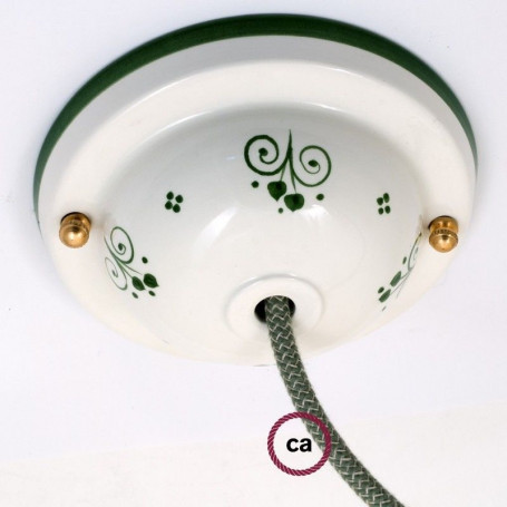 Rosone-e-staffa-130mm-Ceramica-dipinta-a-mano-Dec81-Verde-100-Made-in-Italy-122521652636
